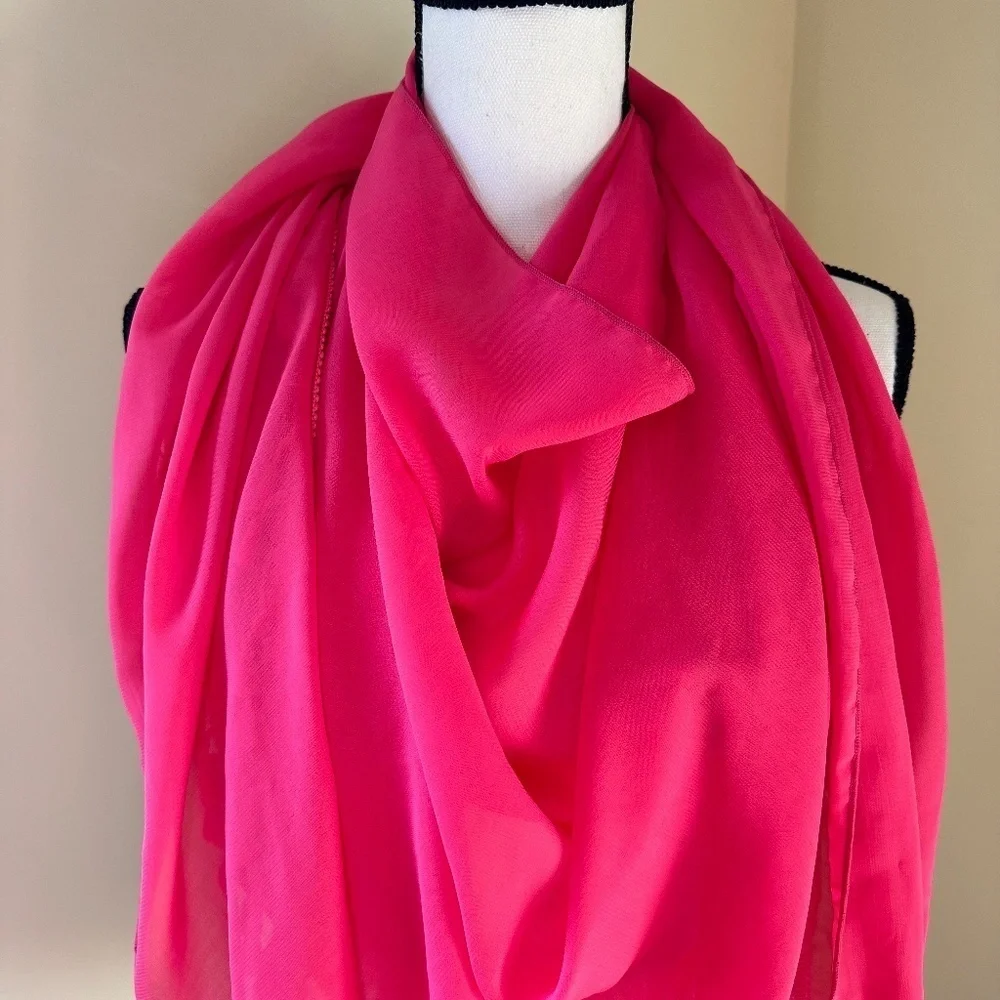 *JAZZLYN* Pink Sheer Fashion Tassel Scarf